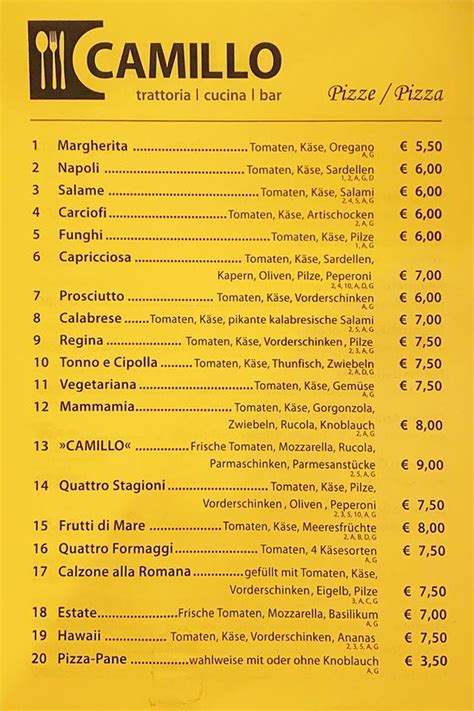 camllo|camillo's menu.